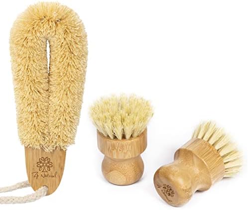 ZP Natural Bamboo Dish Scrub Brushes 3Pack Set
