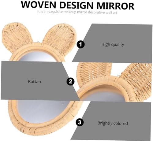 PLAFOPE 1Pc Woven Rattan Wall Mirror Beige