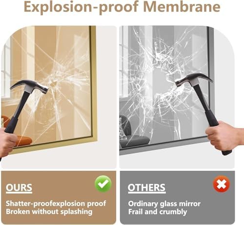 JENBELY Gold Rectangle Mirror 48x30 Wall Mounted 1