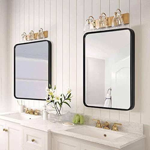 SNUGACE Matte Black Rectangle Bathroom Mirror 20x28 Inch
