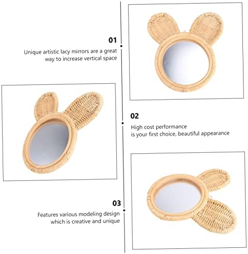 PLAFOPE 1Pc Woven Rattan Wall Mirror Beige