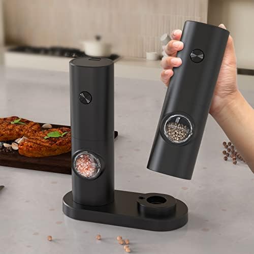 KIEKRO Electric Salt Pepper Grinder Set with LED Light and Adjustable Coarseness