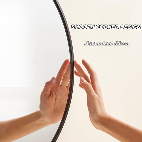 Round Mirror with Aluminum Frame for Bathroom and Entryway