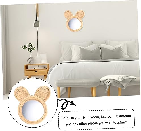 PLAFOPE 1Pc Woven Rattan Wall Mirror Beige