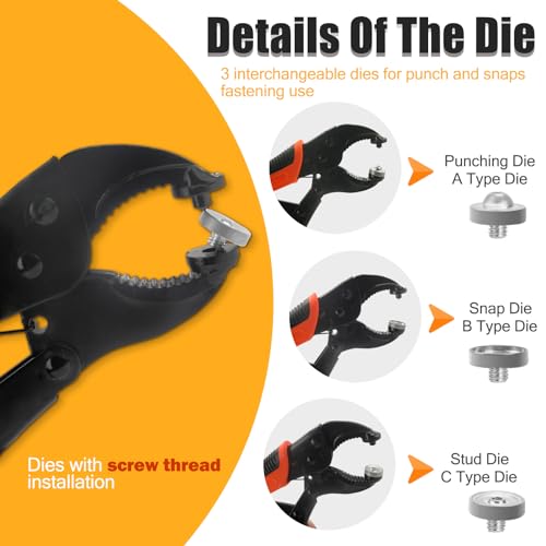 60-Set Snap Fastener Tool Kit with Heavy Duty Pliers