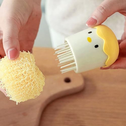 Cute Eggshell Dish Scrub Brush with Ergonomic Grip