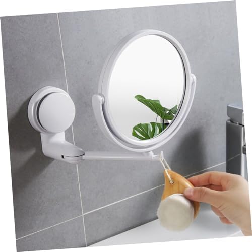 Adjustable Round Wall-Mounted Makeup Mirror with 180 Rotation No Drilling