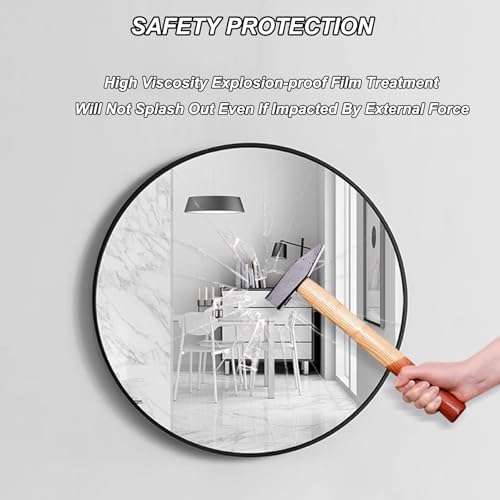 Round Mirror with Aluminum Frame for Bathroom and Entryway