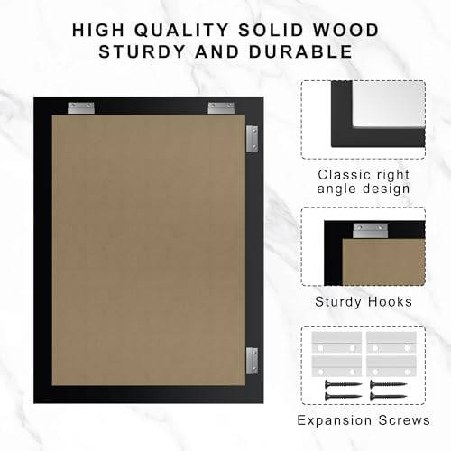 40x30 Black Wood Rustic Wall Mirror