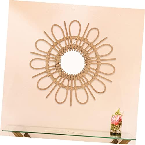 CORHAD Hand-Woven Bamboo Makeup Mirror Wall-Mounted Decorative