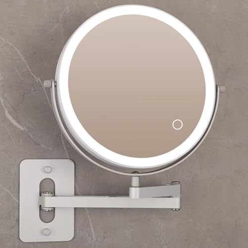 Rechargeable Wall Mounted Lighted Makeup Mirror with 1X3X Magnification