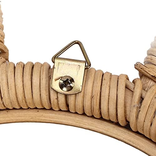 Cute Monkey Head Boho Rattan Wall Mirror