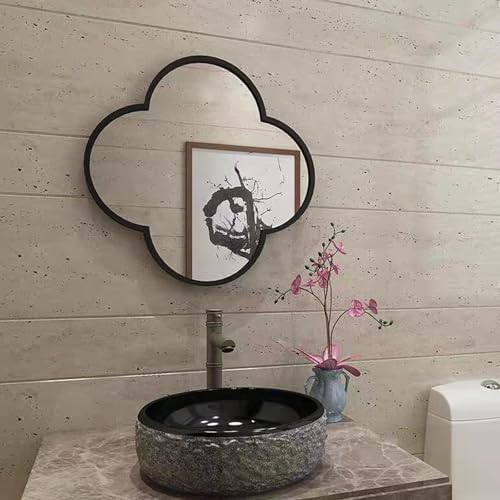 NOIRDA Four Leaf Clover Wall Mirror 40CM Black