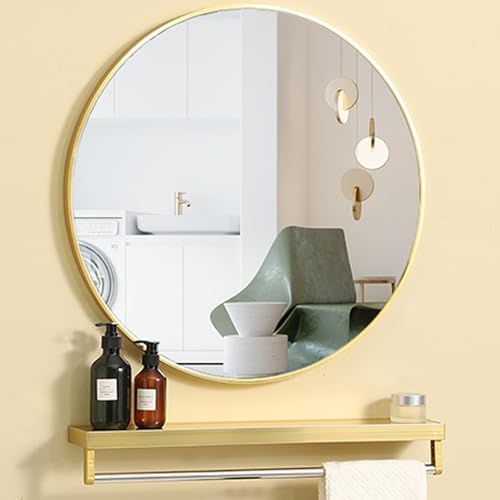 ZPRYZHD Gold 50cm Wall Mounted Round Mirror