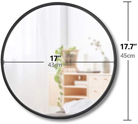 Saicool 18-Inch Black Circle Wall Mirror with Metal Frame