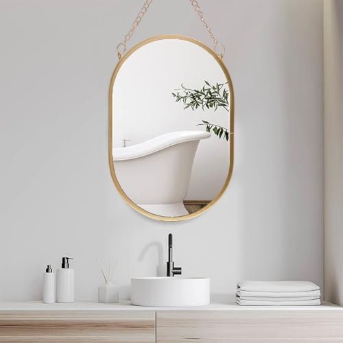 EUBUY Hanging Mirror with Strap and Frame