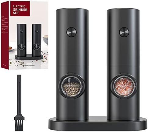 KIEKRO Electric Salt Pepper Grinder Set with LED Light and Adjustable Coarseness