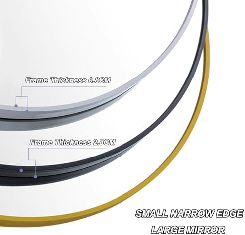 Round Mirror with Aluminum Frame for Bathroom and Entryway