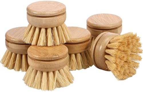Bamboo Dish Brush Head Set of 6 Eco-Friendly Cleaning