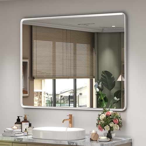 GOLOMO 40x30 Silver Bathroom Mirror with Beveled Border