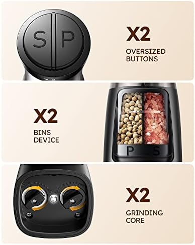 SANGCON 2 in 1 Electric Salt Pepper Grinder Set