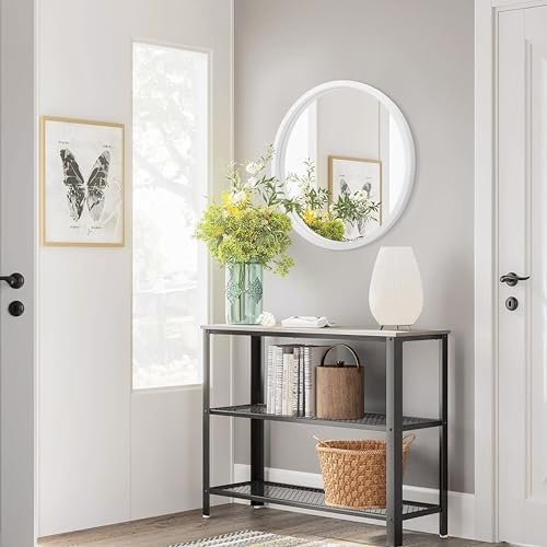 JJUUYOU 16 Inch Round Wall Mirror with Wood Frame 1