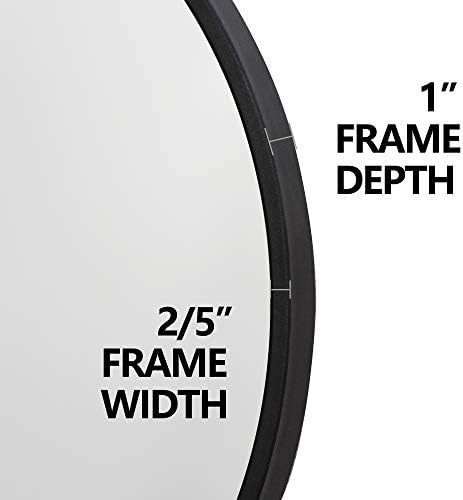 Saicool 18-Inch Black Circle Wall Mirror with Metal Frame