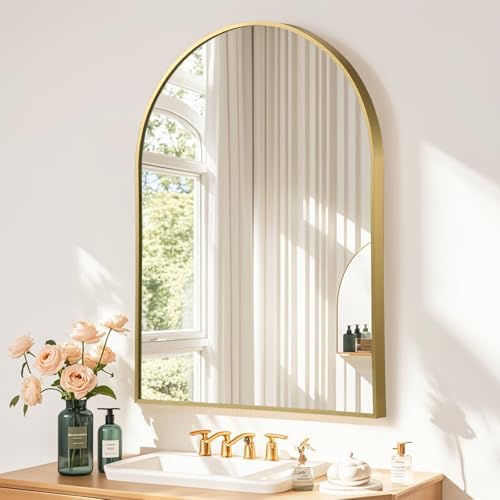 JENBELY 16x24 Arched Gold Mirror