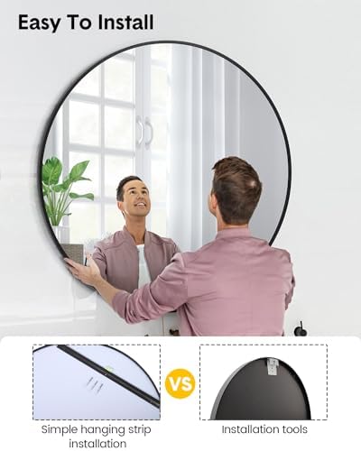 18 Inch Black Round Shatterproof Wall Mirror