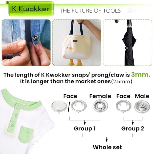 K Kwokker 120 Pearl Metal Snap Buttons Kit
