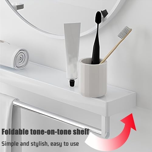 LTSRLL Wall Mounted HD Mirror with Folding Shelf