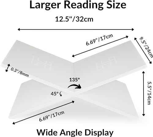 Honygebia White Acrylic Book Stand - Cross Frame Holder for Display Reading