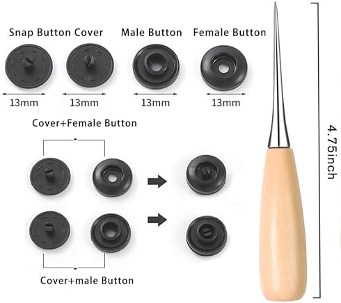 GTAAOY T5 Plastic Snaps 120 Set No Sew Fasteners