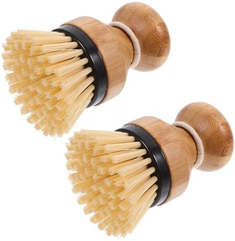 Cabilock 2pcs Bamboo Dish Cleaning Brush for Kitchen and Bathroom