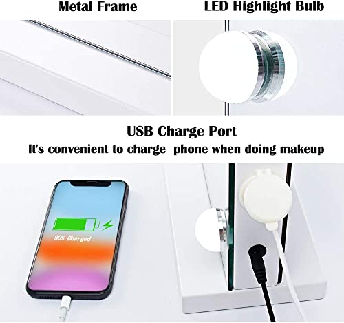BENDIC Lighted Vanity Mirror with 10X Lens and Touch Control