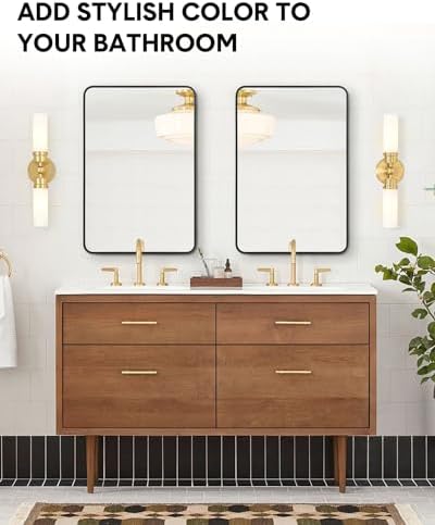 24 Inch Black Wall Mirror with Metal Frame