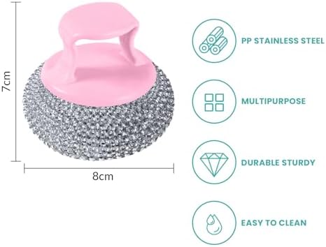 Steel Wool Brush with Adjustable Pink Handle