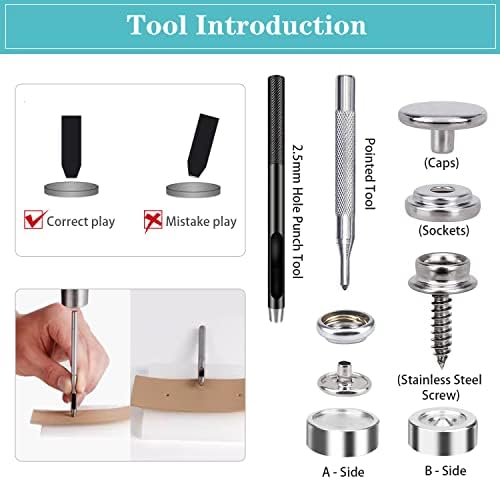 Canvas Snap Kit - 90PCS Marine Stainless Fasteners with 3 Tools
