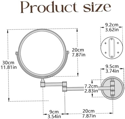 Wall Mounted Makeup Mirror with 3X Magnification and Folding Arm