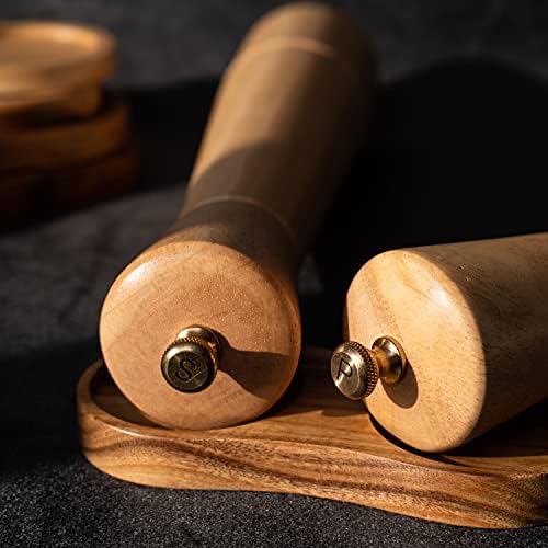 DeroTeno Salt Pepper Mill Set with Tray