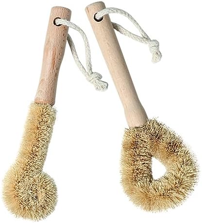Healifty 2pcs Long Handle Bamboo Kitchen Scrub Brush