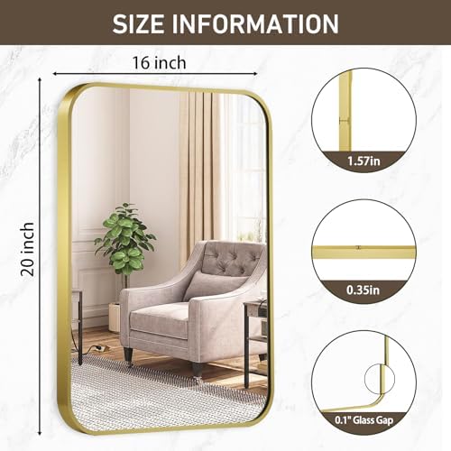 Matte Gold Mirror 40x30 Inch Brushed Aluminum Frame