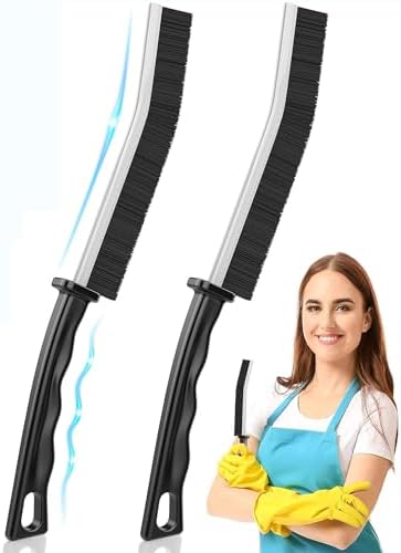 Hard Bristle Crevice Cleaning Brush 2 Pack Black