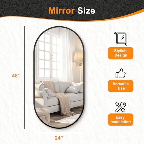 Delma Gold Oval Wall Mirror 48x24