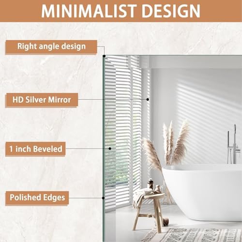 Frameless Mirror 20x26in Shatterproof for Bathroom Vanity