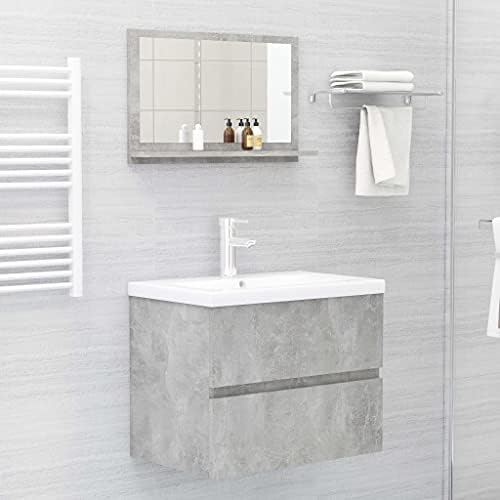 vidaXL Modern Wall Mounted Bathroom Mirror Concrete Grey