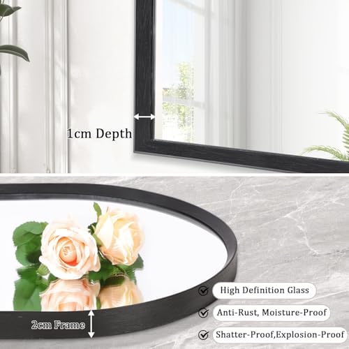 HLFMVWE Arch Bathroom Mirror 20x16 Black Metal Frame