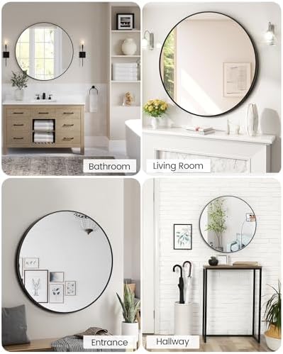 18 Inch Black Round Shatterproof Wall Mirror