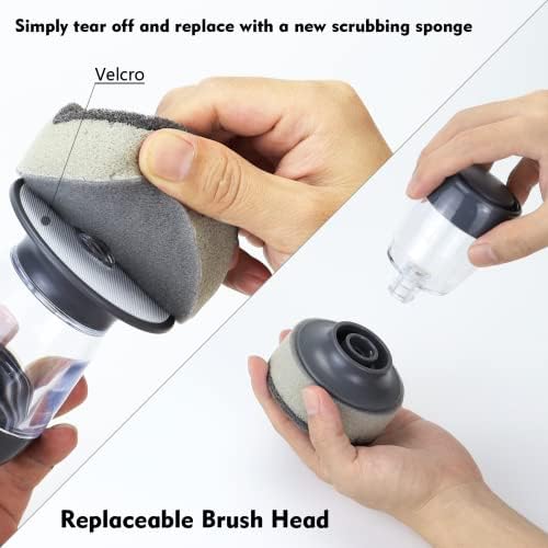 DAPOWER Dish Brush with Soap Dispenser 2-Pack Combo Set