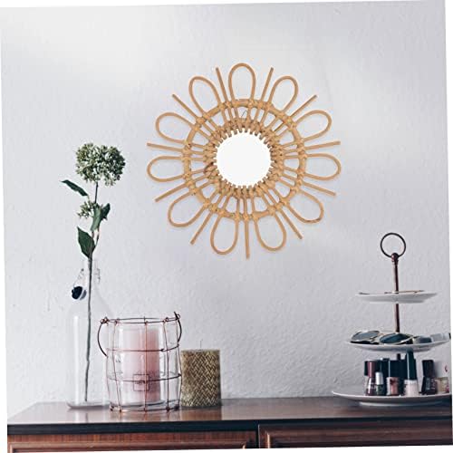 CORHAD Hand-Woven Bamboo Makeup Mirror Wall-Mounted Decorative